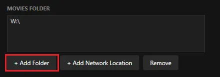 Add Folder dialog