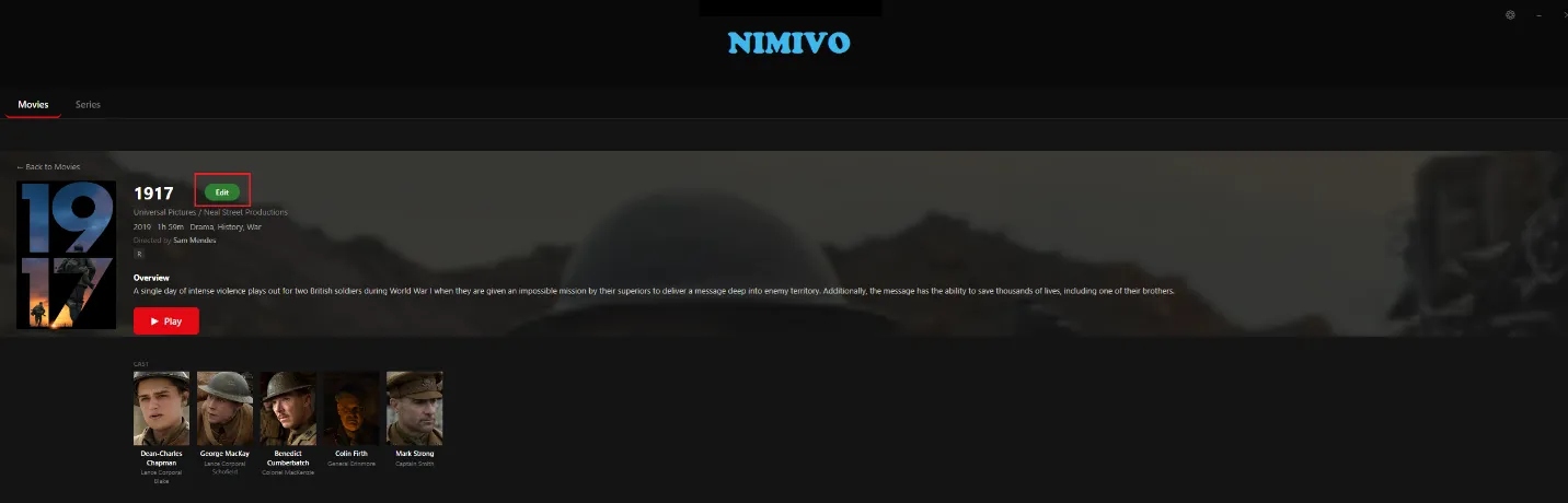 Edit button on a movie’s details screen