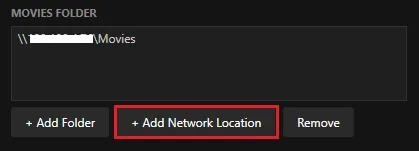 Add Network Location button