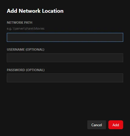Add Network Location window
