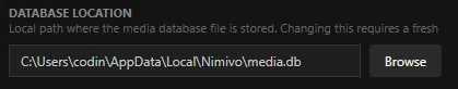 Database Location field