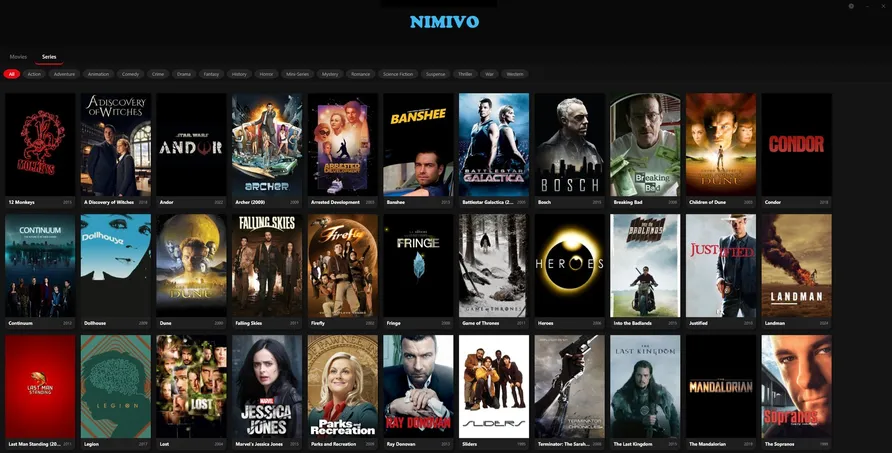 TV series library grid