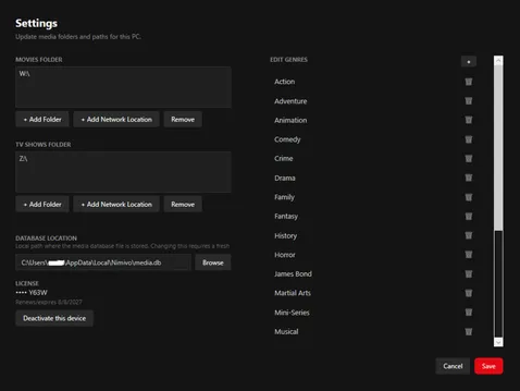 Initial setup window